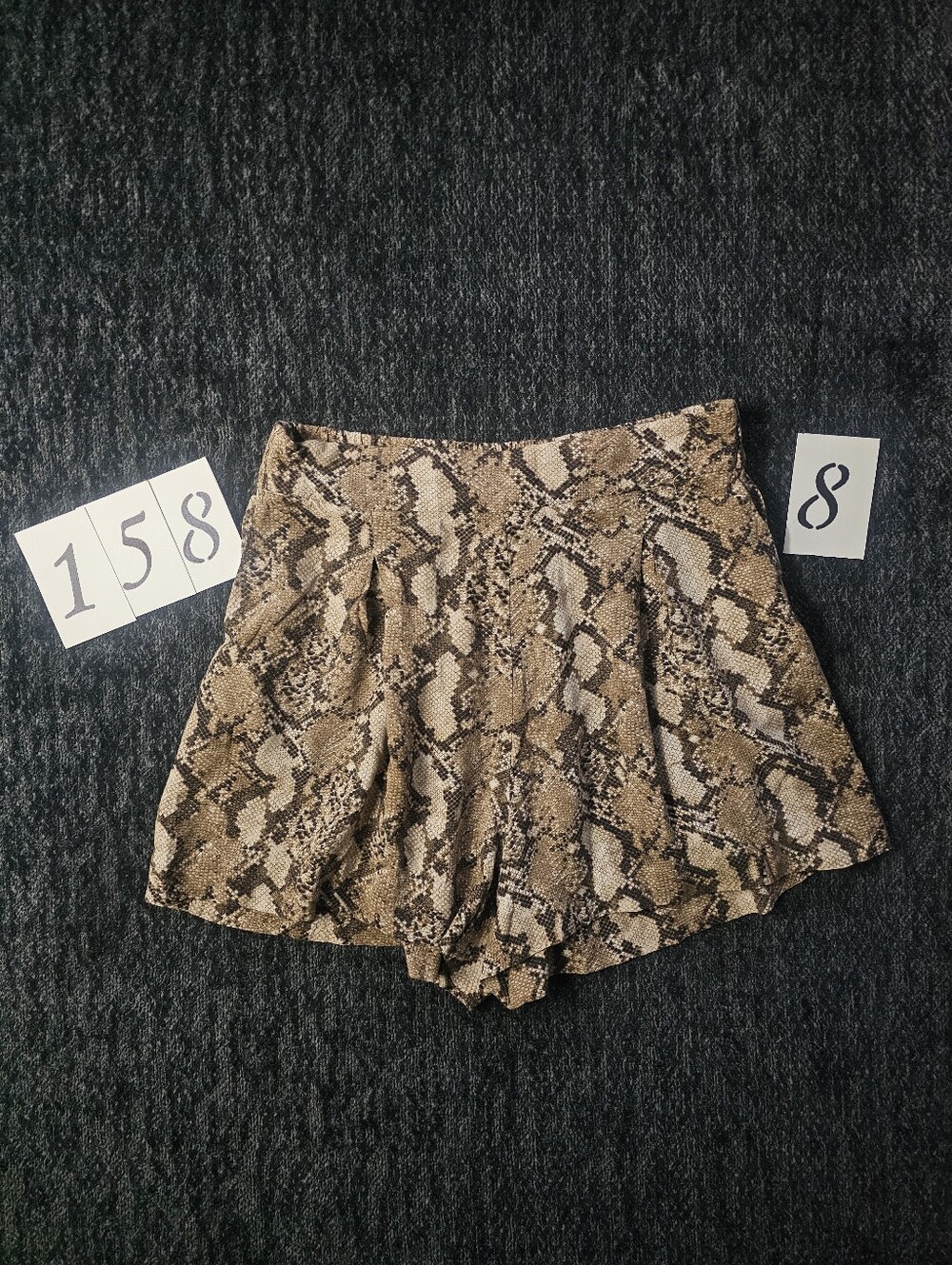 H&M High-Waist Snake Pattern Shorts - Brown & Cream